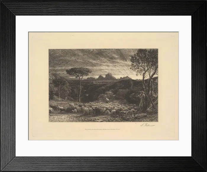 Framed Print : Opening the Fold, or Early Morning, 1880. Creator: Samuel Palmer Framed Print : Opening the Fold, or Early Morning, 1880. Creator: Samuel Palmer