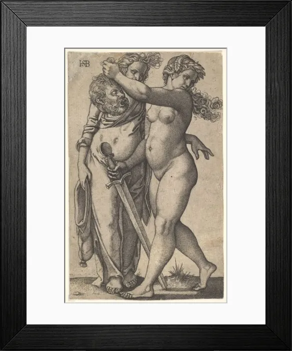 Framed Print : Judith walking to the left with the head of Holofernes in her right hand and a swor