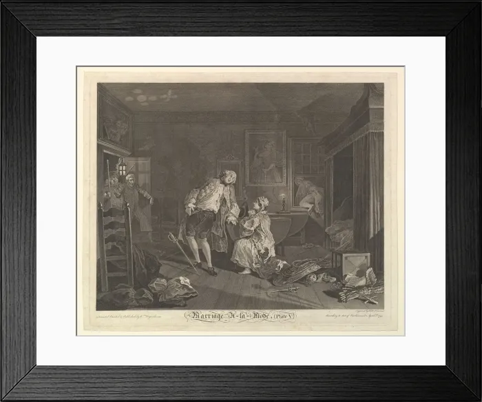 Framed Print : Marriage A-la-Mode, Plate V, April 1745. Creator: Simon Francois Ravenet Framed Print : Marriage A-la-Mode, Plate V, April 1745. Creator: Simon Francois Ravenet