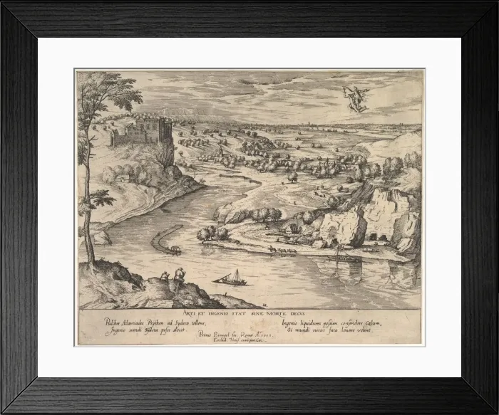 Framed Print : River Landscape with Mercury Abducting Psyche, ca. 1595. Creator: Simon Novellanus Framed Print : River Landscape with Mercury Abducting Psyche, ca. 1595. Creator: Simon Novellanus