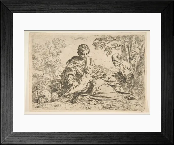 Framed Print : Rest on the flight into Egypt, Mary holding the infant Christ with St. Joseph... ca Framed Print : Rest on the flight into Egypt, Mary holding the infant Christ with St. Joseph... ca