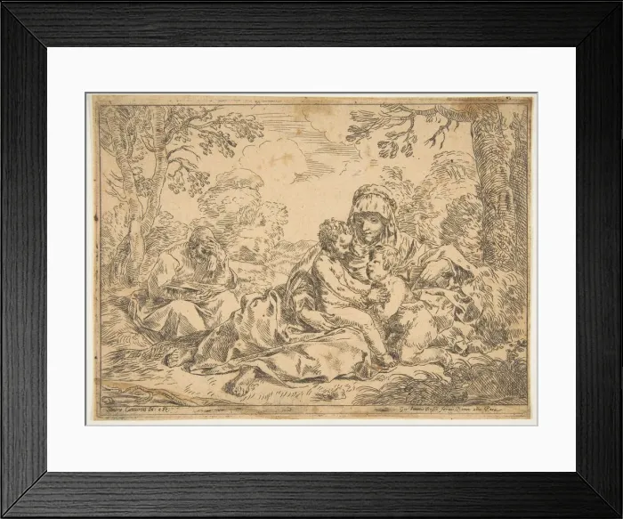 Framed Print : The Holy Family with Saint John the Baptist, copy after Cantarini, ca. 1639-1648 or after Framed Print : The Holy Family with Saint John the Baptist, copy after Cantarini, ca. 1639-1648 or after