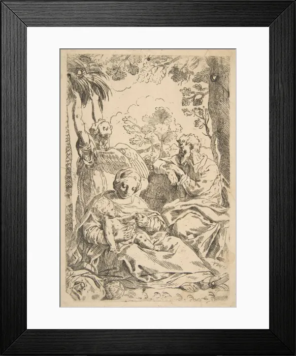 Framed Print : Repose in Egypt, Holy Family seated while an angel pulls at tree branche... ca Framed Print : Repose in Egypt, Holy Family seated while an angel pulls at tree branche... ca