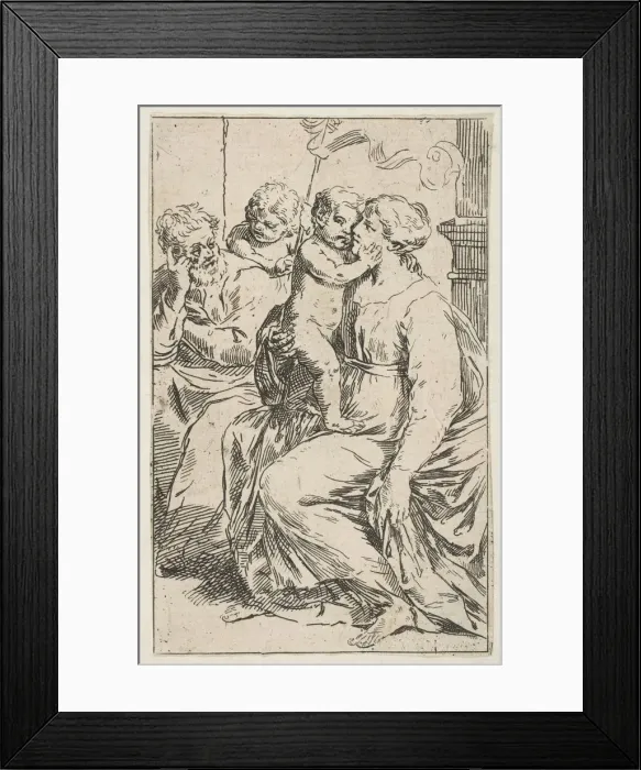 Framed Print : Holy Family with Saint John the Baptist, copy in reverse after Cantarini, ca Framed Print : Holy Family with Saint John the Baptist, copy in reverse after Cantarini, ca