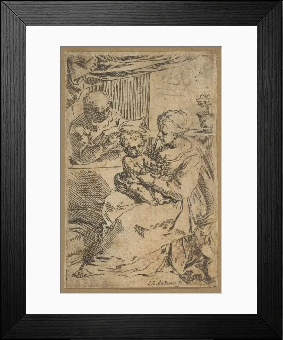 Framed Print : Holy Family with a rosary, ca. 1640-1642. Creator: Simone Cantarini Framed Print : Holy Family with a rosary, ca. 1640-1642. Creator: Simone Cantarini