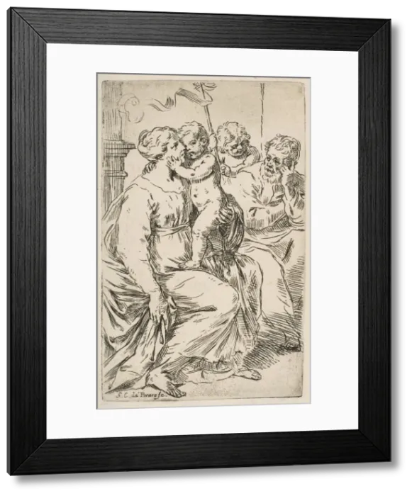 Framed Print : Holy Family with St. John the Baptist, ca. 1640-1642. Creator: Simone Cantarini Framed Print : Holy Family with St. John the Baptist, ca. 1640-1642. Creator: Simone Cantarini