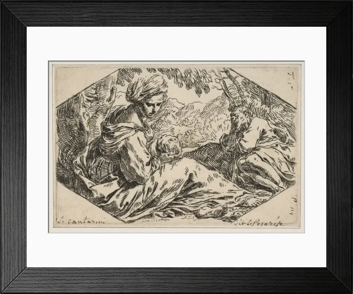 Framed Print : Repose in Egypt, Mary holding and looking at the infant Christ while St. Joseph s... ca Framed Print : Repose in Egypt, Mary holding and looking at the infant Christ while St. Joseph s... ca