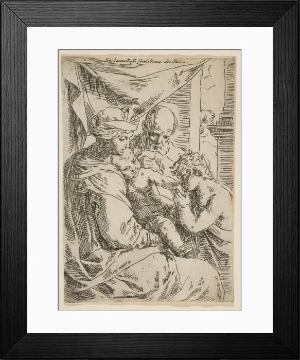 Framed Print : Holy Family with Saint John the Baptist kissing the infant Christs hand, ca. 1642 Framed Print : Holy Family with Saint John the Baptist kissing the infant Christs hand, ca. 1642
