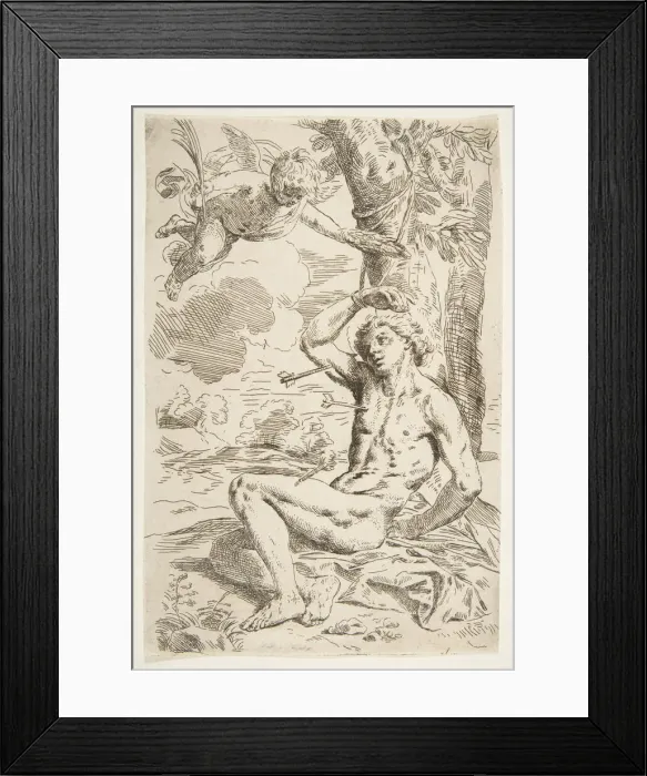 Framed Print : Saint Sebastian pierced with arrows and tied to a tree, copy after Cantarini, ca Framed Print : Saint Sebastian pierced with arrows and tied to a tree, copy after Cantarini, ca