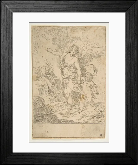 Framed Print : A guardian angel walking with a child, ca. 1640. Creator: Simone Cantarini Framed Print : A guardian angel walking with a child, ca. 1640. Creator: Simone Cantarini