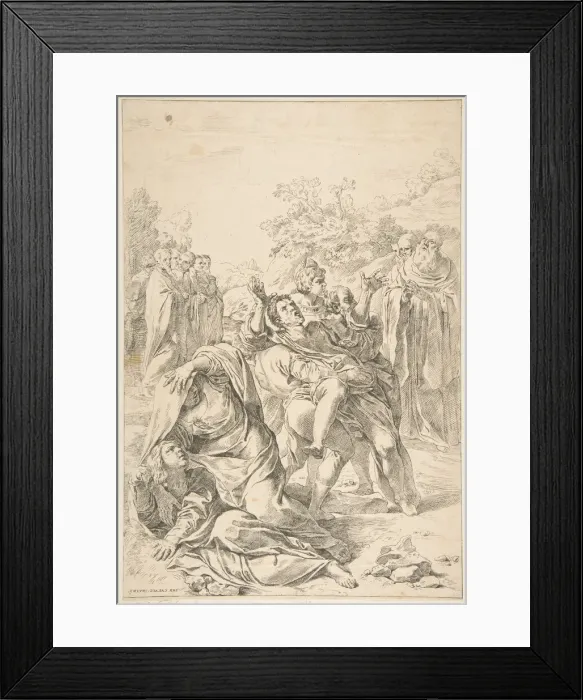 Framed Print : Saint Benedict exorcising a demon, ca. 1637-1639. Creator: Simone Cantarini Framed Print : Saint Benedict exorcising a demon, ca. 1637-1639. Creator: Simone Cantarini