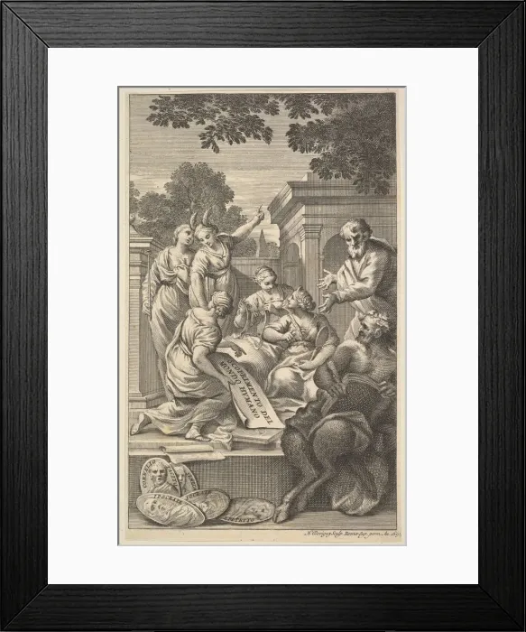 Framed Print : Allegorical composition celebrating the Humanities, 1695. Creator: Nicolas Dorigny Framed Print : Allegorical composition celebrating the Humanities, 1695. Creator: Nicolas Dorigny