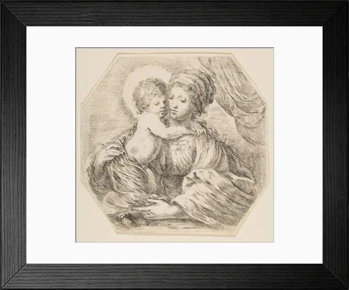 Framed Print : Virgin and Christ Child, an octagonal composition, ca. 1649. Creator: Stefano della Bella