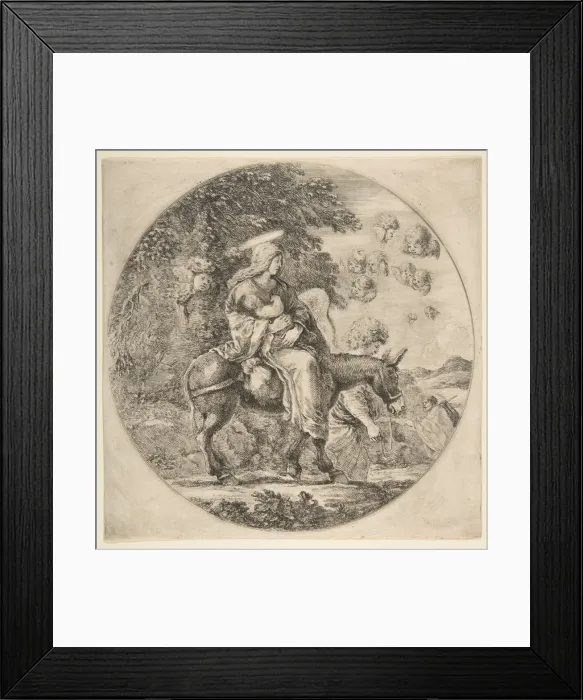 Framed Print : Flight into Egypt, a round composition, ca. 1662. Creator: Stefano della Bella Framed Print : Flight into Egypt, a round composition, ca. 1662. Creator: Stefano della Bella