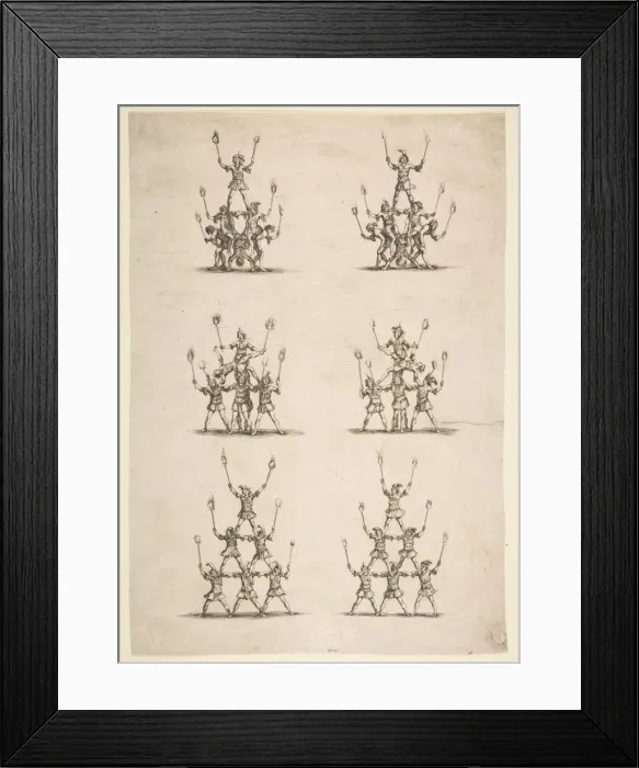 Framed Print : Thirty-six Acrobats in Six Groups, 1652. Creator: Stefano della Bella Framed Print : Thirty-six Acrobats in Six Groups, 1652. Creator: Stefano della Bella