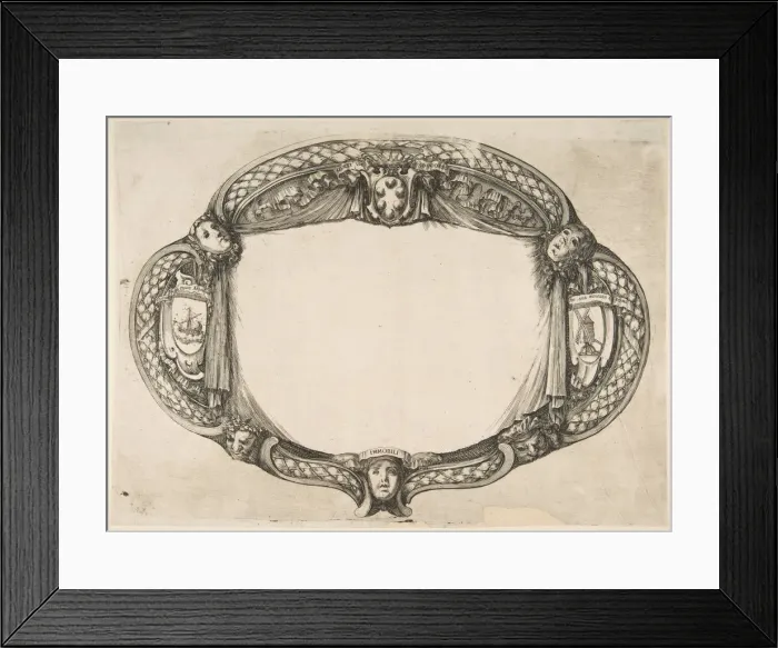 Framed Print : Ornament Design for a Thesis on the Device: Quest un soccorso, ca. 1656 Framed Print : Ornament Design for a Thesis on the Device: Quest un soccorso, ca. 1656