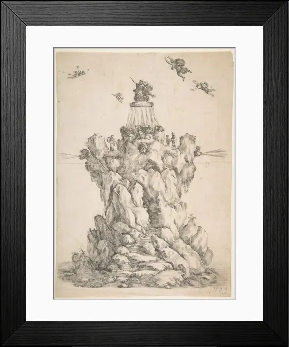 Framed Print : The Rock of Aeolus, 1652. Creator: Stefano della Bella Framed Print : The Rock of Aeolus, 1652. Creator: Stefano della Bella