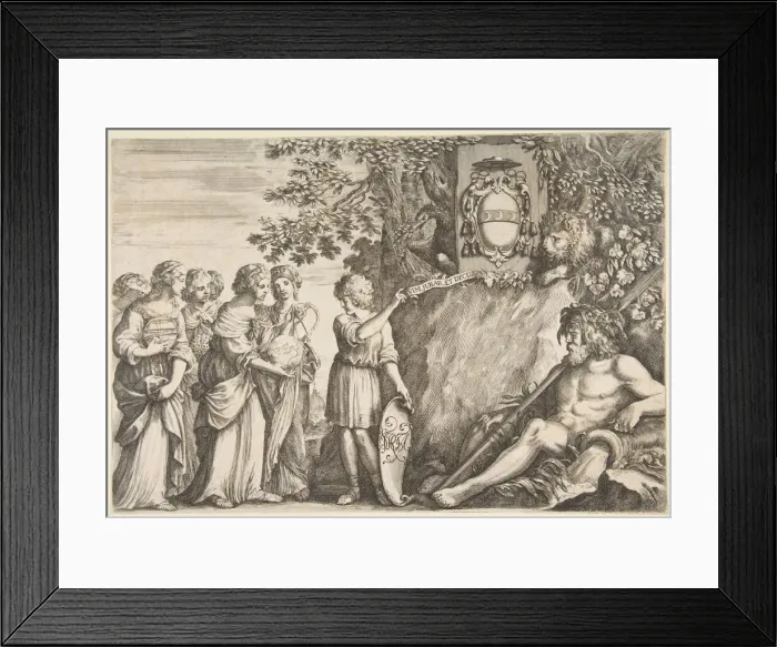 Framed Print : Ornament design for a thesis, the Strozzi coat of arms at top, ca. 1660 Framed Print : Ornament design for a thesis, the Strozzi coat of arms at top, ca. 1660