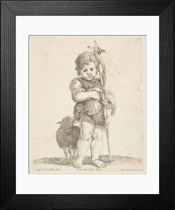 Framed Print : Saint John the Baptist holding his folded robe, ca. 1641. Creator: Stefano della Bella Framed Print : Saint John the Baptist holding his folded robe, ca. 1641. Creator: Stefano della Bella