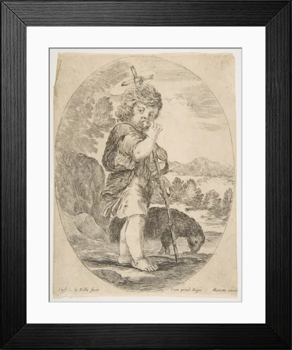 Framed Print : Saint John the Baptist Biting a Piece of Fruit, ca. 1641. Creator: Stefano della Bella Framed Print : Saint John the Baptist Biting a Piece of Fruit, ca. 1641. Creator: Stefano della Bella