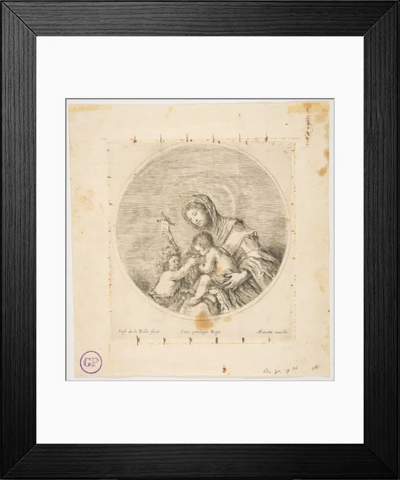Framed Print : The Virgin and Child with Saint John, a round composition, ca. 1641 Framed Print : The Virgin and Child with Saint John, a round composition, ca. 1641