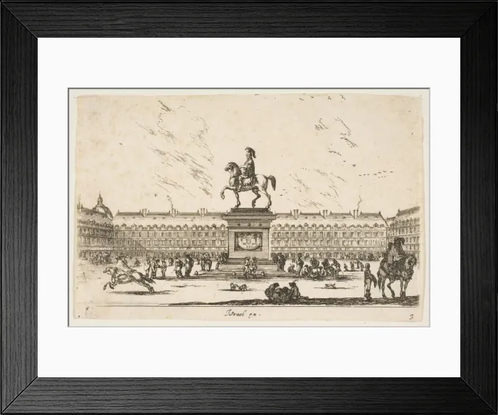 Framed Print : Plate 3: La Place Royale, equestrian statue of Louis XIII in profile facing the left in Framed Print : Plate 3: La Place Royale, equestrian statue of Louis XIII in profile facing the left in