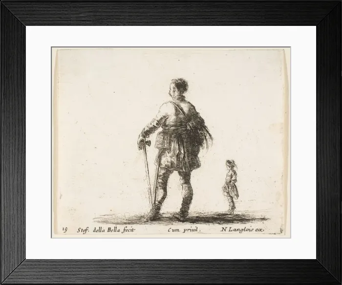 Framed Print : Plate 19: a Polish nobleman in court dress, standing in center, seen from behind, a Framed Print : Plate 19: a Polish nobleman in court dress, standing in center, seen from behind, a