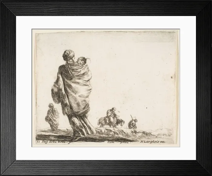 Framed Print : Plate 21: a poor woman to left, seen from behind, enveloping her child in a shawl... ca Framed Print : Plate 21: a poor woman to left, seen from behind, enveloping her child in a shawl... ca