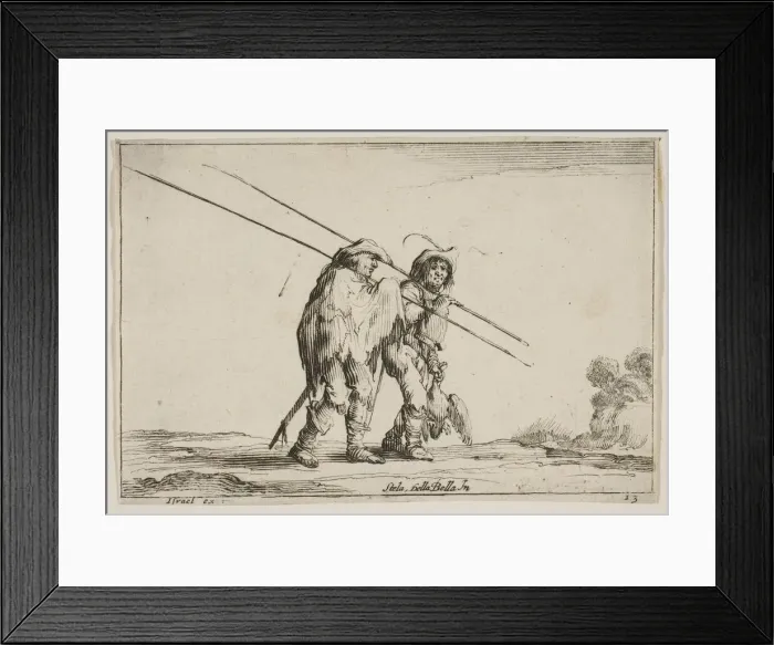 Framed Print : Plate 13: Two pikemen walking towards the right, each with their pikes in their right Framed Print : Plate 13: Two pikemen walking towards the right, each with their pikes in their right