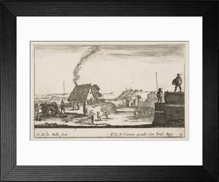Framed Print : Plate 4: A military encampment with a soldier standing on a parapet to the right beati Framed Print : Plate 4: A military encampment with a soldier standing on a parapet to the right beati