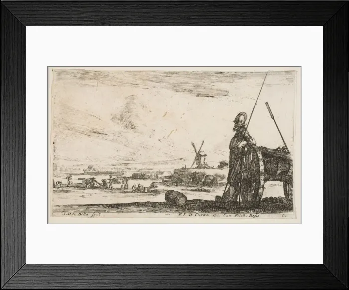 Framed Print : Plate 5: A Pikeman standing at right next to a cannon, other military figures... ca Framed Print : Plate 5: A Pikeman standing at right next to a cannon, other military figures... ca
