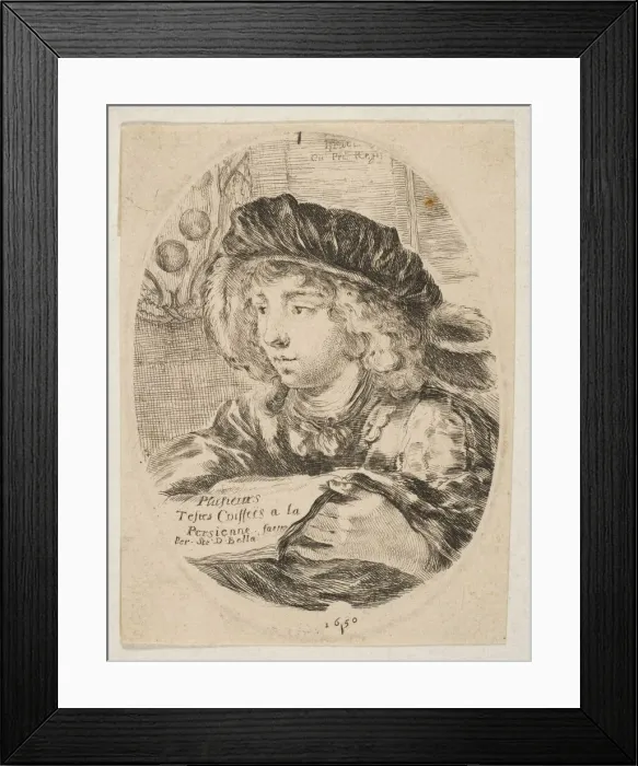 Framed Print : A bust of a young man wearing a cap with feathers, turned three-quarters to the left Framed Print : A bust of a young man wearing a cap with feathers, turned three-quarters to the left