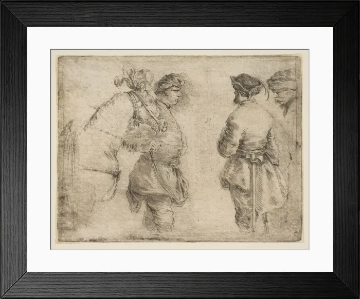 Framed Print : A Pole Leading a Horse by the Bridle and Speaking with Two Other Men, ca. 1662 Framed Print : A Pole Leading a Horse by the Bridle and Speaking with Two Other Men, ca. 1662