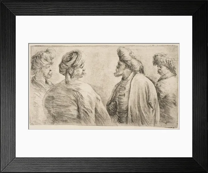 Framed Print : Four Turks, Half Length, ca. 1662. Creator: Stefano della Bella Framed Print : Four Turks, Half Length, ca. 1662. Creator: Stefano della Bella