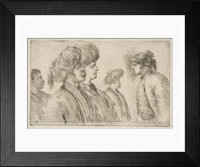 Framed Print : Four Turks and a Black Man, ca. 1662. Creator: Stefano della Bella Framed Print : Four Turks and a Black Man, ca. 1662. Creator: Stefano della Bella