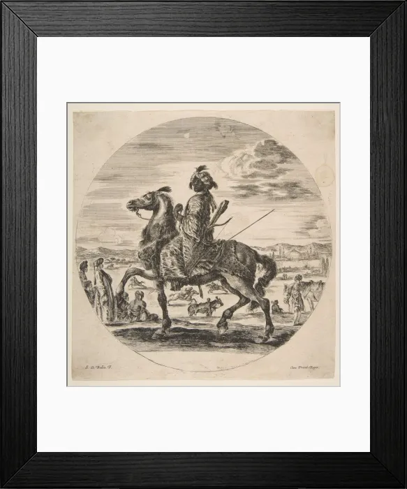 Framed Print : A Moorish horseman facing the left, standing and seated Turks in the middle ground, an Framed Print : A Moorish horseman facing the left, standing and seated Turks in the middle ground, an