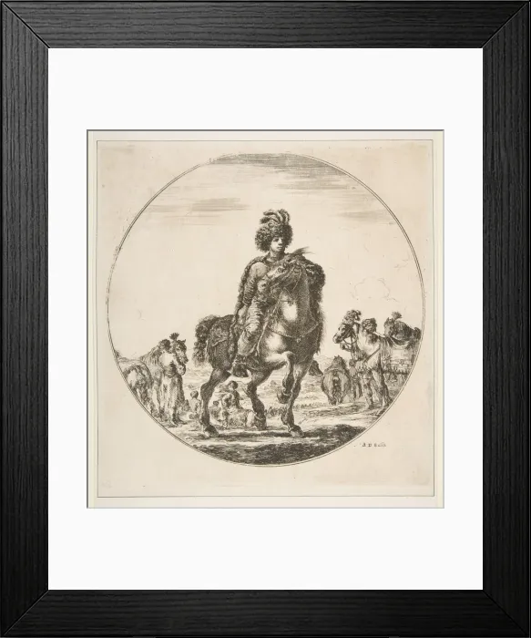 Framed Print : Polish horseman facing right, a circular composition, from Figures on Horseback (Cav