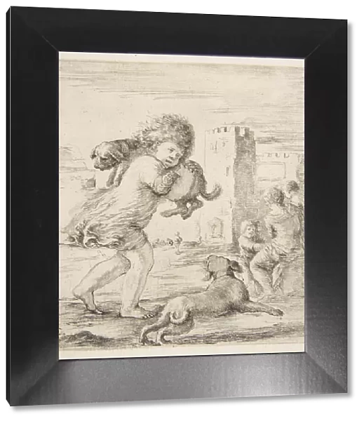 Child Carrying a Puppy on his Shoulder, ca. 1662. Creator: Stefano della Bella
