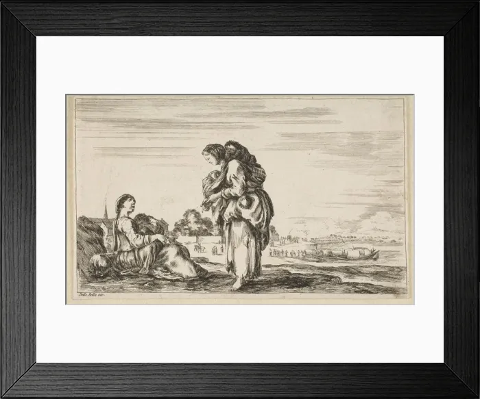 Framed Print : A woman seated to left holding a child, facing right in profile Framed Print : A woman seated to left holding a child, facing right in profile