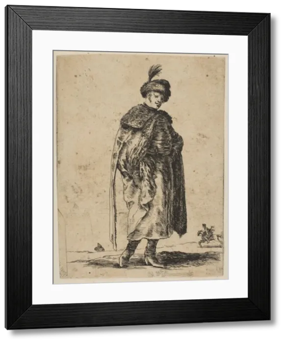 Framed Print : Polish man with a mustache wearing a fur coat and a hat with a feather, ca. 1648 Framed Print : Polish man with a mustache wearing a fur coat and a hat with a feather, ca. 1648