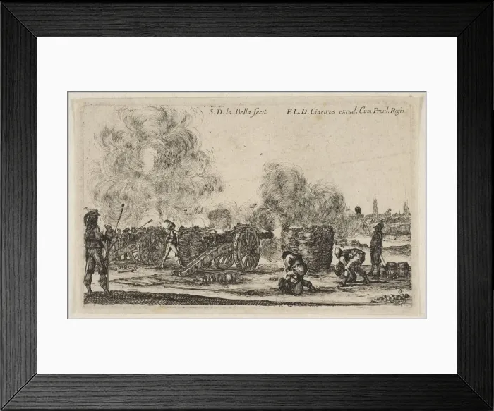 Framed Print : Plate 6: battery of cannons firing on a city, from Various Military Caprices (Varii Framed Print : Plate 6: battery of cannons firing on a city, from Various Military Caprices (Varii