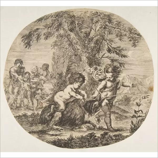 A child and a satyr child playing with a goat, ca. 1657. Creator: Stefano della Bella