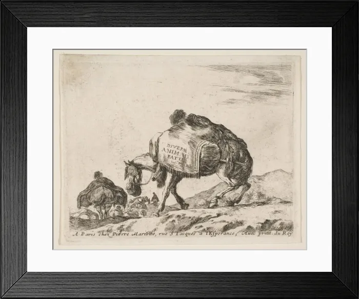 Framed Print : Frontispiece for Diversi Animali: Pack Horse, ca. 1641. Creator: Stefano della Bella Framed Print : Frontispiece for Diversi Animali: Pack Horse, ca. 1641. Creator: Stefano della Bella