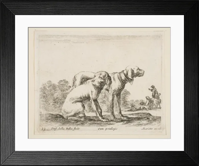 Framed Print : Plate 23: two hounds, from Various animals (Diversi animali), ca. 1641 Framed Print : Plate 23: two hounds, from Various animals (Diversi animali), ca. 1641