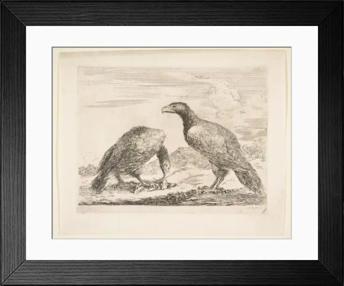 Framed Print : Two eagles, one devouring a lamb, from Eagles (Les aigles), ca. 1651 Framed Print : Two eagles, one devouring a lamb, from Eagles (Les aigles), ca. 1651