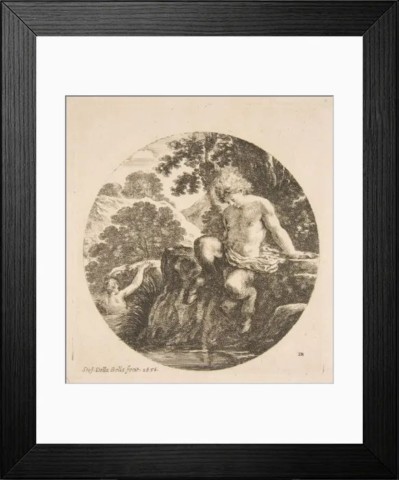 Framed Print : Young Satyr About to Bathe in a River, from Landscapes and seaports Framed Print : Young Satyr About to Bathe in a River, from Landscapes and seaports