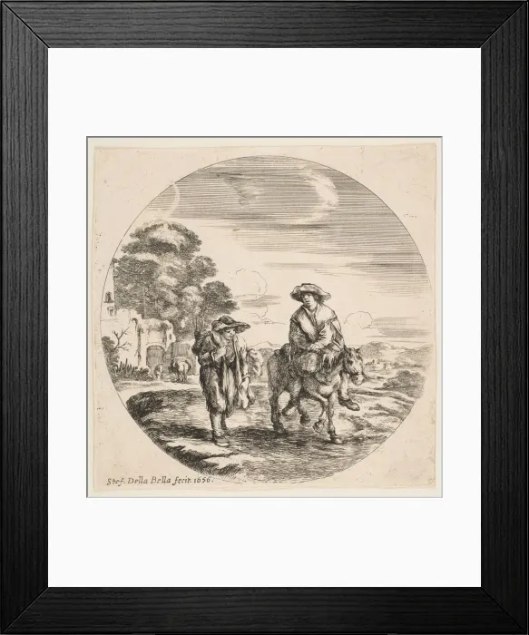 Framed Print : Landscape with Two Peasants, One Riding a Horse, from Landscapes and seaports Framed Print : Landscape with Two Peasants, One Riding a Horse, from Landscapes and seaports