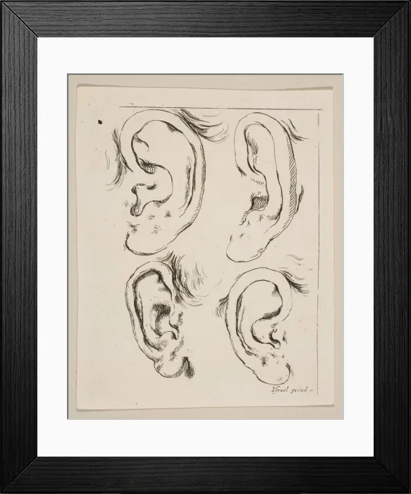 Framed Print : Plate 5: four ears, from The Book for Learning to Draw (Livre pour apprendre à Framed Print : Plate 5: four ears, from The Book for Learning to Draw (Livre pour apprendre à