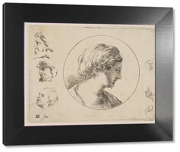 Plate 4: Head of a Woman in Profile, from Second collection of various doodles and et