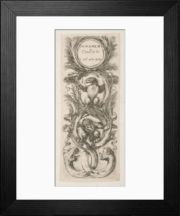 Framed Print : Frontispiece: Ornamenti o Grottesche, ca. 1653. Creator: Stefano della Bella Framed Print : Frontispiece: Ornamenti o Grottesche, ca. 1653. Creator: Stefano della Bella